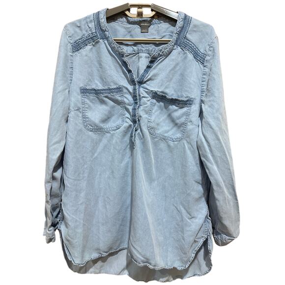 Eddie Bauer Womens Top Size L Blue Tunic Coastal Cowgirl Lightweight Minimalist - Picture 1 of 7